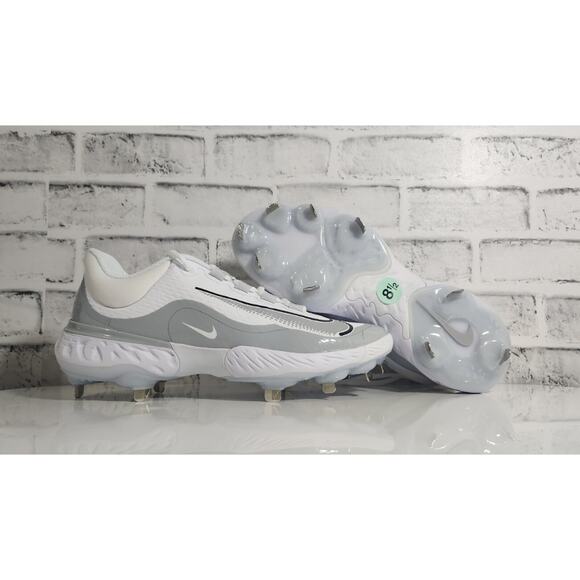 Nike Alpha Huarache Elite 4 Low FD2745-104 White Grey Baseball Cleats Men’s 7.5 - Picture 1 of 6